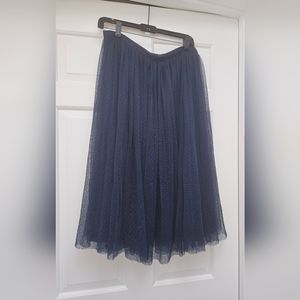 Donna Morgan Ballet Tulle Navy Blue Polka Dot Midi Skirt size 10